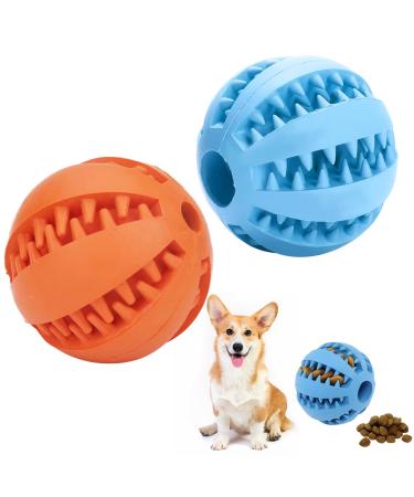 2 pieces of blue and orange feeding ball for dogs natural rubber dog ball treats for dogs snack ball dog dog toy intelligence ball dog balls for small and medium -sized dogs