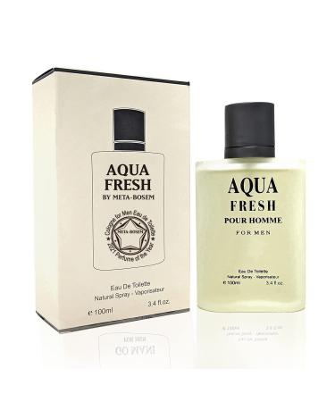 META-BOSEM Aqua Fresh Men's Cologne Eau de Toilette Natural Spray - Fresh Woody Scents - Aquatic Marine Notes - Great Holiday Gift - for All Day Use - a Classic Bottle 3.4 Fluid Ounce/100Ml Aqua Fresh 3.4 Fl Oz (Pack of 1)