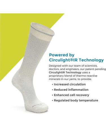 Circufiber Diabetic Socks - Improves Circulation, Reduces Swelling & Pain - Comfortable Loose Fit Crew - 3 Pairs (Mineral White, Medium) - Buy Online on GoSupps.com