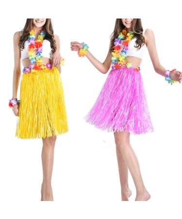 Hawaiian Luau Tropical Flower Crown Set for Women - Headband, Wristbands, Necklace, Bracelets, Hair Band - Perfect for Summer Beach Vacation and Pool Party Decorations - Colorful - Buy Online on GoSupps.com