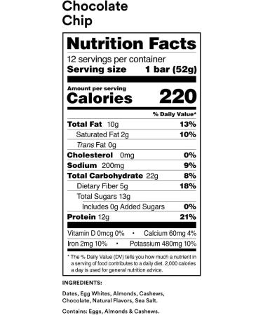 RXBAR Chocolate Chip Protein Bar - 1.83 oz | Whole Food Snack - Buy Online on GoSupps.com
