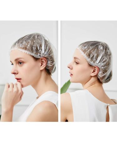 Vtrem 30 Disposable Shower Caps + 60 Ear Protector Caps - Waterproof Elastic Bath Caps for Hair Dye - Clear Plastic Covers for Women Spa, Home, Hotel, and Salon - Buy Online on GoSupps.com