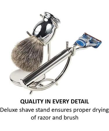 Parker's Luxurious 3-Piece Shave Set: Gillette Fusion Razor Badger Brush & Deluxe Stand - Premium Shaving Kit for Men - Buy Online on GoSupps.com