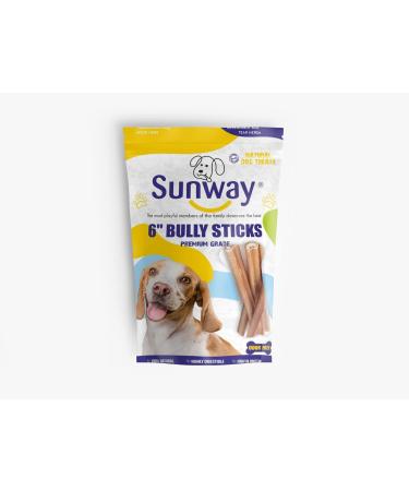 Sunway Dog Treats Odour-Free Bully Sticks All-Natural Grass fed Beef 100% digestible no Chemicals Added Rawhide Free (6 inch Jumbo 4-9-15 Pack 40gr Each) (9) - Buy Online on GoSupps.com