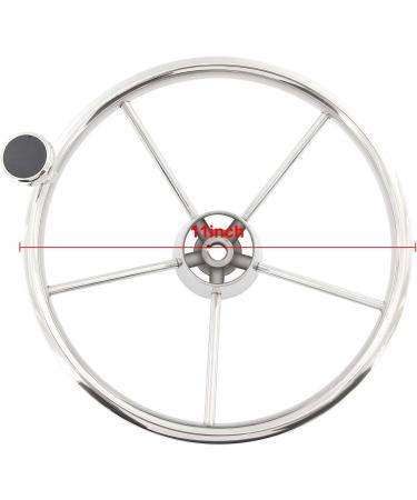 Yaegarden 5 Spoke Stainless Steel Marine Boat Steering Wheel with Big Size Knob & Black Cap - 11 - Buy Online on GoSupps.com