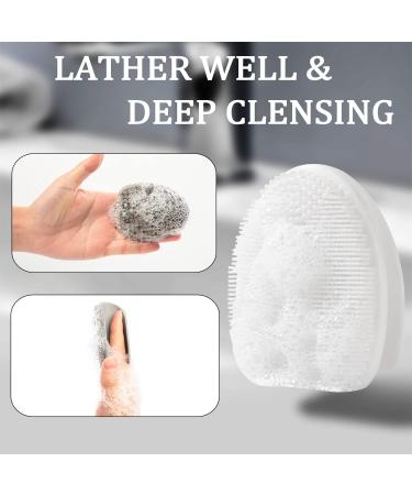HieerBus Silicone Face Scrubber - Manual Exfoliating Brush for Sensitive Skin - Blackhead Removing, Pore Cleansing and Massaging Tool - Grey+White - Buy Online on GoSupps.com