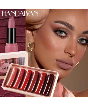  Beliky Girl 6 Colors Matte Lipstick Set Velvety Curved Lipstick Long Lasting Waterproof Non-Sticky Tumbler Sexy Nude Lipstick Makeup Set - Buy Online on GoSupps.com