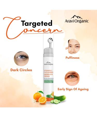 Vitamin C Under Eye Cream Reduce Dark Circles Wrinkles & Fine Lines | Cooling Gel with Cucumber & Hyaluronic Acid | 0.5 FL Oz Men & Women - Buy Online on GoSupps.com