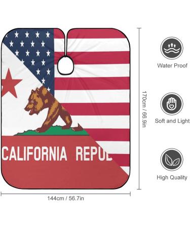 American & California State Flag Hair Cutting Cape - Professional Salon Apron with Snap Closure for Hairdressers & Barbers - Buy Online on GoSupps.com