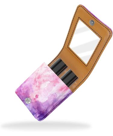 Travel Lipstick Organizer Case - Portable Makeup Bag with Mirror | Colorful Pink Watercolor | Shop Internationally - Buy Online on GoSupps.com