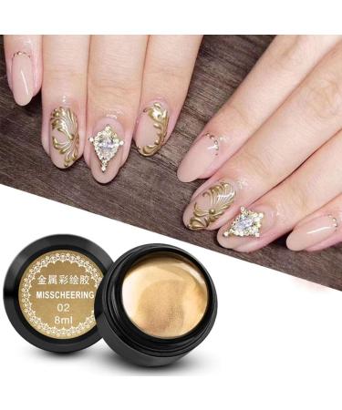 8ml Bottle Metallic Painted UV Gel Nail Polish Quick Dry Nail Polish Glossy Shine Finish Nail Art Tool DIY Nail Art Manicure(Golden 02) - Buy Online on GoSupps.com