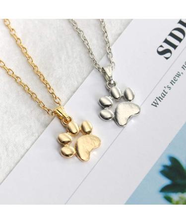 Ushob Paw Print Pendant Necklace - Dog & Cat Paw Prints Jewelry - Perfect Gift for Women & Girls (Golden) - Buy Online on GoSupps.com