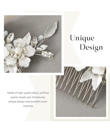 Silver Crystal Flower Bridal Hair Comb - Rhinestone Wedding Hair Piece for Women and Girls - Buy Online on GoSupps.com