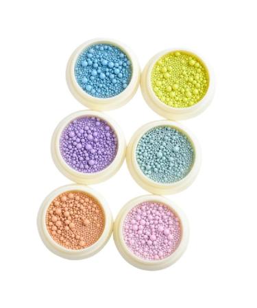 6 Bottles Metal Steel Balls Studs Nails Caviar Beads Macaron Art Beads for DIY Art Decorations Metal Caviar Nails Beads