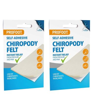 Profoot Chiropody Felt Ideal for bunions blisters calluses and Foot discomfort Self-Adhesive Padding for Foot Pain Due to Pressure and Friction. Pack of 4 White 2 Count (Pack of 2)