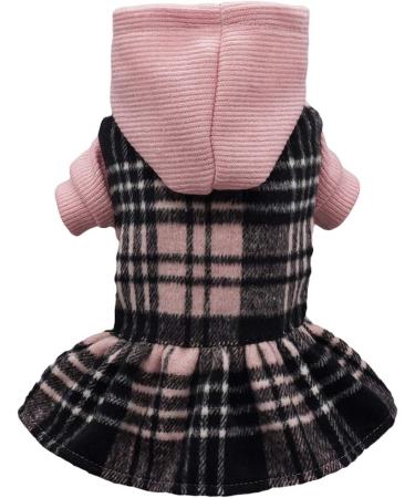 Fitwarm Knitted Plaid Dog Dress Hoodie Sweatshirts Pet Clothes Sweater Coats - Small Pink - Buy Online on GoSupps.com