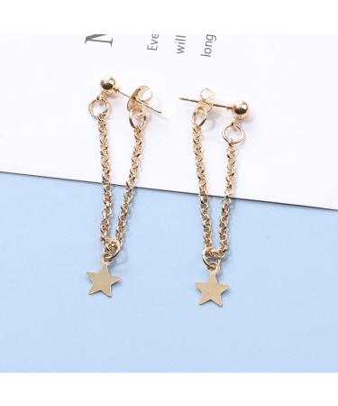 Boho Gold Star Chain Earrings | Personalized Dangle & Stud Ear Threaders for Women - Buy Online on GoSupps.com