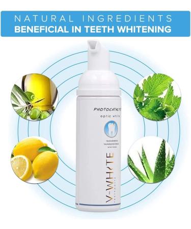 V-White Foam Teeth Whitening Toothpaste 60ml - Organic Fluoride-Free Toothpaste for Deep Cleansing and Stain Removal - Travel Friendly for Adults & Kids - Buy Online on GoSupps.com