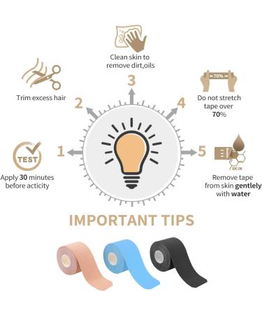 Deilin Kinesiology Tape 19.7ft Uncut Roll - Waterproof Therapeutic Sports Tape for Knee, Shoulder, Elbow - Latex Free, Breathable - 3 Rolls Blue - Buy Online on GoSupps.com