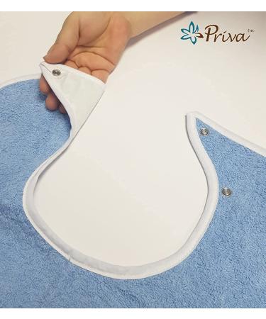 Priva Extra Long Blue Terry Waterproof Adult Bib 18x35 - Paisley Design - Mealtime Protector - Buy Online on GoSupps.com