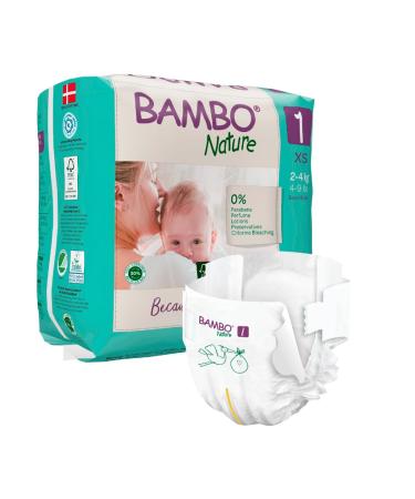Bambo Nature Premium Eco Nappies Eco-Friendly Newborn Nappies Enhanced Leakage Protection Secure & Comfortable Baby Nappies Newborn Essentials - Size 1 Nappies (4-9 lb/2-4 kg) 22PK