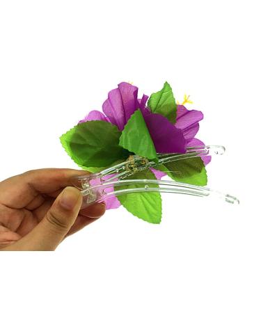 Hawaiian Hibiscus Flower Hair Clips - Set of 8 Fabric Artificial Tropical Barrettes for Luau Beach Party - Buy Online on GoSupps.com
