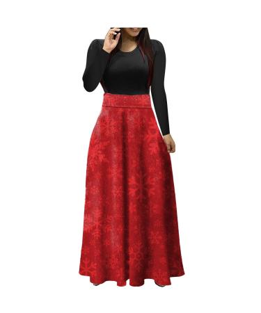 Hanxiulin Christmas dress women Christmas sweater dress long arm party dresses Christmas costume long -sleeved shirt sweatshirt sweater top with Christmas motif blouse dresses winter festive dress hot rosa l