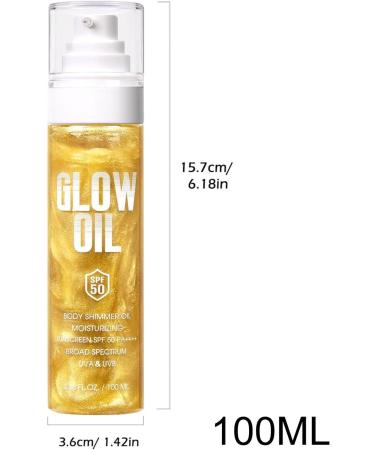  G n rique Shimmer Body Oil Luminous Whole Body Oil 100ml | Natural Brightening Moisturizing Product SPF50 for Travel Beach Picnic Camping Cycling - Buy Online on GoSupps.com