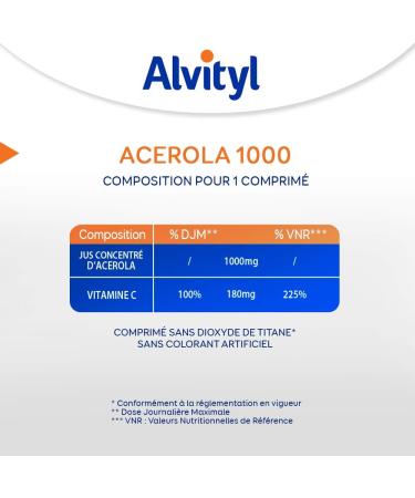 Alvityl - Acerola 1000 Tablets - Acerola - Vitamin C - 30 tablets 1/day - Buy Online on GoSupps.com