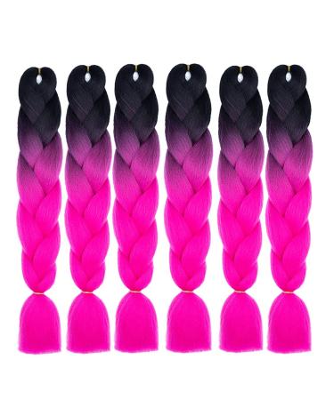 KanCalon Pink Ombre Jumbo Braids - 6 Pieces Box Braid Extensions for Crochet Hair (Black Rose) - 24 inch Afro Braids for Stunning Styles - Buy Online on GoSupps.com