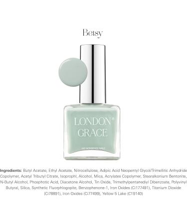 London Grace Nail Polish | Betsy 12ml | Pastel Green Long Lasting Vegan Eco-conscious Varnish | Quick Dry Chip-Resistant & No Nasties Formula - Buy Online on GoSupps.com