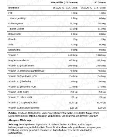 XXL Nutrition Weight Gainer - 2500g Protein Powder for Muscle Mass & Building | EAA BCAA Low Fat - Vanilla Flavor - International Shipping Available - Buy Online on GoSupps.com