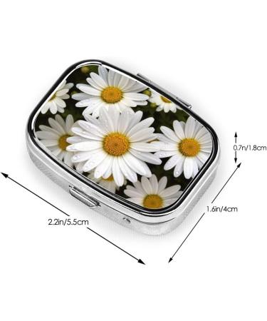 Shop Daisy Flower Printed Square Pill Box - Portable Medicine Organizer for Travel | Convenient & Stylish - Buy Online on GoSupps.com