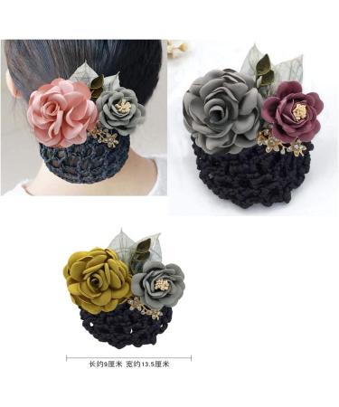 hairnets for bun hair net snoods Net hairpin hairpin hair net hair net hotel bank staff two-color flower hairpin hair accessories - Buy Online on GoSupps.com