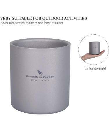 Boundless Voyage Titanium 3-in-1 Double Walled Cup 450ml - Heat Resistant Outdoor Camping Mug - Buy Online on GoSupps.com