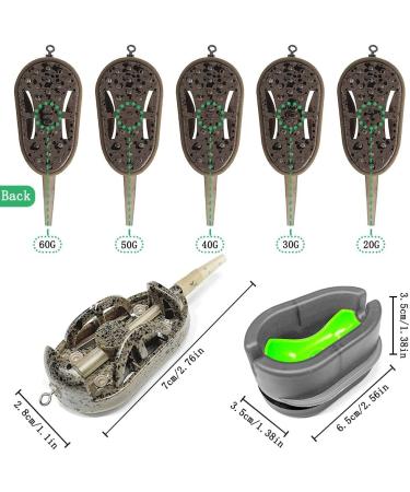 Flat Method Feeder Set - 5PC Inline Fishing Accessories with Bait Box | 20g 30g 40g 50g 60g Carp Feeder for Basic Fishing - Buy Online on GoSupps.com