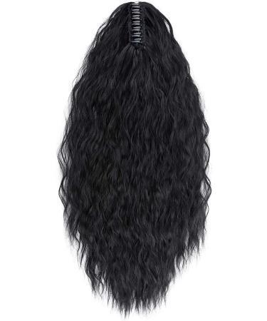 24" Corn Wave Ponytail Extension Claw Clip on Ponytails Wavy Curly Hair Extensions Jaw Pony Tail Hairpiece Jet Black 24inch (Pack of 1) Yaki-Jet Black - Buy Online on GoSupps.com