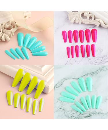 Changar Colorful Coffin Fake Nails - 100 Pcs Ballerina Press-On Acrylic Nail Tips for DIY Nail Art & Studios - Buy Online on GoSupps.com