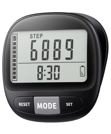 3D Pedometer for Walking with Clip and Strap Walking Distance Miles Calorie Counter 7 Days Memory Daily Target Monitor Activity Time. Accurate Step Counter for Men Women & Kids Seniors