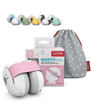 Alpine Muffy Baby Ear Defender for Babies and Toddlers up to 36 Months - CE & UKCA Certified - Noise Reduction Earmuffs - Comfortable Baby Headphones Against Hearing Damage & Improves Sleep - Pink