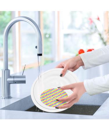 3-Pack Cleaning Kitchen Sponges Oval Bright Rainbow Stripes Kitchen Cellulose Dishwashing Wood Pulp Cotton - Buy Online on GoSupps.com