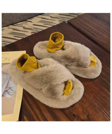 Fluffy Sliders Womens Furry and Fluffy Slippers for Women Indoor Slippers Autumn Winter Plush Flat Shoes for Women House Slippers for Indoor Outdoor Fashion Sandals (B 25CM) (A 25CM)