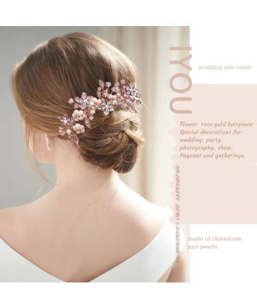 IYOU Wedding Hair Comb - Pearls & Crystal Rose Gold Bridal Hair Accessories for Women & Girls - Buy Online on GoSupps.com