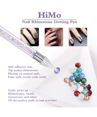 Nail Rhinestone Picker Dotting Tool with 2 Wax Heads - Dual-ended DIY Nail Art Tool | Pink Acrylic Handle - Buy Online on GoSupps.com