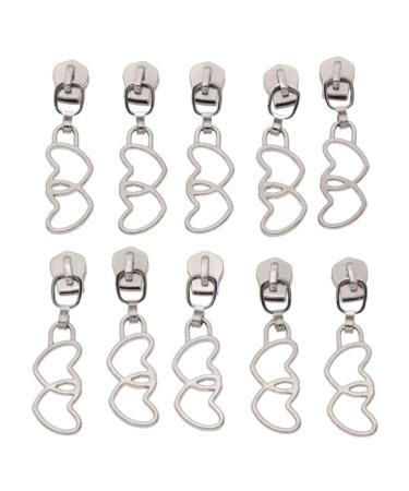 10Pcs 3# Heart/Flower Metal Zipper Repair Kits Zipper Pull Slider Head DIY Handmade Sewing Garment Bag Accessories Style 2