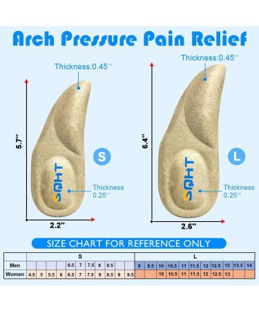 SQHT Arch Support Shoe Inserts for Flat Feet & Plantar Fasciitis - Pain Relief Heel Cushions for Men & Women - Large - Buy Online on GoSupps.com