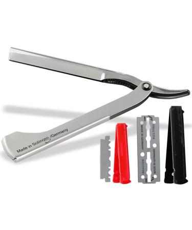 Razor with changing blades from Solingen Bartometer Made in Germany Razor set for men with a small/large razor blade Profi beard care shaving knife for a perfect wet shave (silver) - Buy Online on GoSupps.com