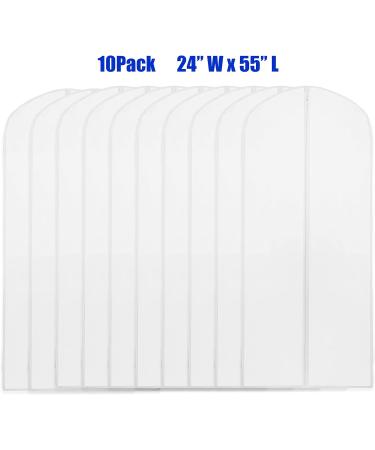 10 Pack - Simplehouseware 55-Inch Translucent Garment Bags with Zipper - Ideal for Suits, Dresses, Costumes, and Uniforms - Pack of 10 - Buy Online on GoSupps.com