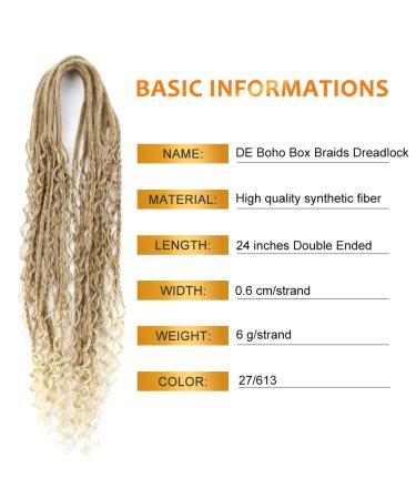 Handmade Honey Blonde to Blonde Boho DE Dreadlock Extensions - 24in, 10 Strands - Buy Online on GoSupps.com
