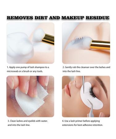 Sensitive Eyelash Extension Shampoo 50ml + Brush - Paraben & Sulfate Free Foaming Cleanser - Lash Bath for Extensions - Salon & Home Care Set - Buy Online on GoSupps.com